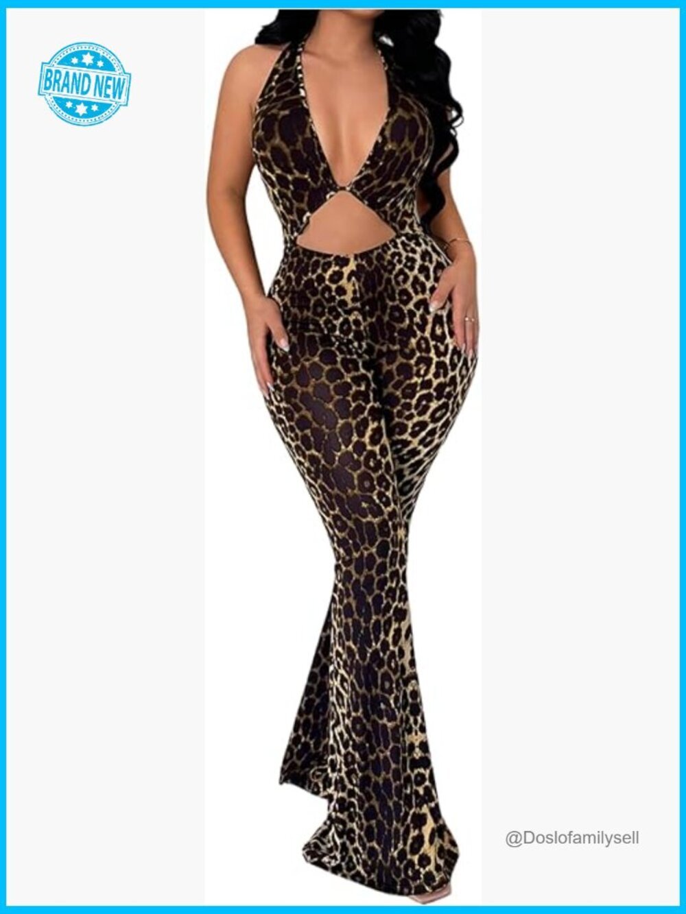 Cut Out Deep V Neck Flare Leg Jumpsuit Bodycon Catsuit Going Out Party Wear